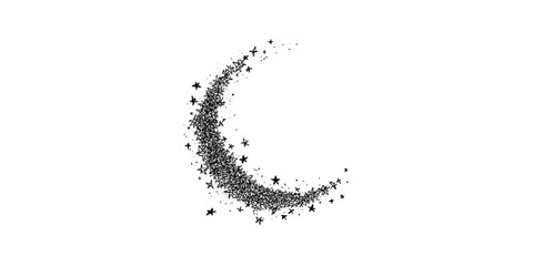Fototapeta premium Crescent moon made of sparkling glitter dust on black background Concept of night sky, astrology, and cosmic wonder