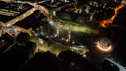 Aerial drone photo of scenic village of Greenwich and Peninsula of Northern part, London, United Kingdom