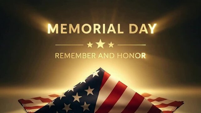 Solemn and respectful Memorial Day motion background with American flag draped in honor and remembrance, perfect for patriotic videos