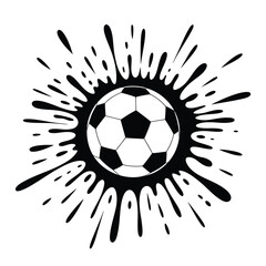 Dynamic soccer ball splash black and white illustration