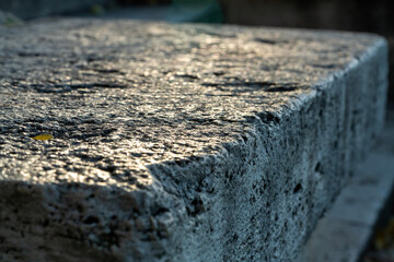 Detail and close up of red stone or rock or granite porphyry, surface and texture of rocky nature for geology use