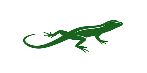 Fototapeta premium Green lizard silhouette on black background Reptile illustration of a gecko or anole Concept of wildlife, nature, and animal