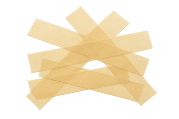 Beige adhesive sticky tape forming an abstract criss-cross pattern, creating a textured background on a transparent alpha channel