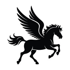 Silhouette of a majestic winged horse pegasus in flight