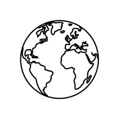 Simple outline drawing of the earth globe showing continents