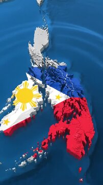Philippines flag with geographical map background depicting the archipelago nation