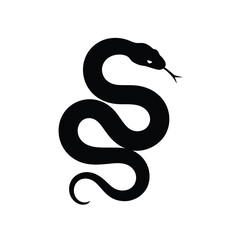 Black silhouette of a coiled snake with its tongue out