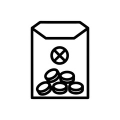 Envelope filled with coins and a crosshair symbol inside on transparent background