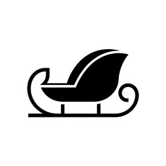 Illustration of a black silhouette of santa's sleigh on transparent background