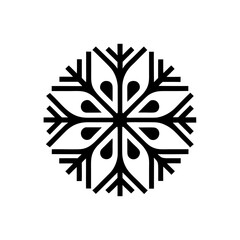 Stylized snowflake design with symmetrical elements on transparent background