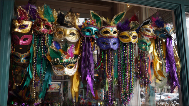 Exposi&ccedil;&atilde;o de m&aacute;scaras venezianas decorativas destaca tradi&ccedil;&atilde;o cultural, artesanato e elementos t&iacute;picos das celebra&ccedil;&otilde;es inspiradas no Carnaval de Veneza.