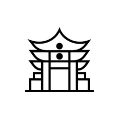 Illustration of a pagoda in a minimalist style art on transparent background