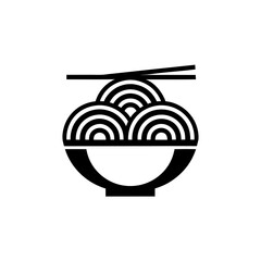 Illustration of a bowl of noodles with chopsticks on top on transparent background