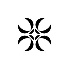 Abstract floral design with curved petal arrangement on transparent background