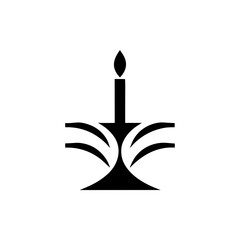 Illustration of a candle with decorative elements on transparent background