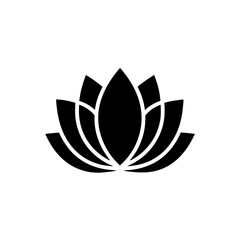 Illustration of a stylized black lotus flower design on transparent background