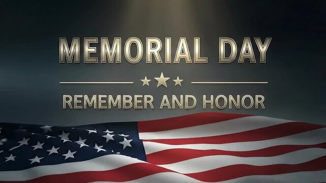 Dynamic Memorial Day tribute with flowing American flag honoring heroes and patriotism this holiday season and remembering freedom's price
