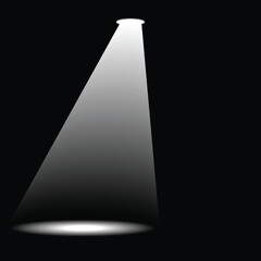 Dramatic spotlight illustration a bright beam of light shining down isolated on a dark background for stage or presentation use