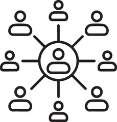 Strong network connection with radiating individuals showcasing teamwork, collaboration, and support, ideal for illustrating business partnerships