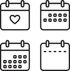 Modern calendar icons for events, appointments, and schedules, perfect for digital design and business marketing, simple and clean shapes, originally vector