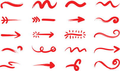 Hand drawn red arrows and decorative lines