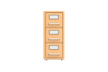 Office cabinet isolated on white background. Equipment for organizing paperwork. Document storage. Drawers for files. Business furniture. Front view. 3d render