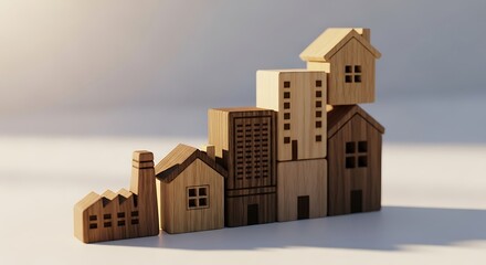 Wooden Block Houses Model in Modern Architecture Style for Real Estate and Construction
