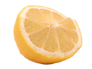 Fresh Yellow Lemon Fruit Hald Isolated on Transparent Background