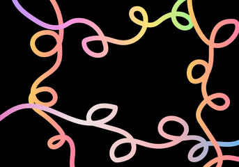 A whimsical frame of colorful, swirling lines dances against a stark black backdrop, creating a playful and eyecatching design with a modern and artistic feel