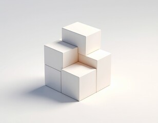 Fototapeta premium Minimalist 3D Abstract Geometric Sculpture White Beige Cuboid