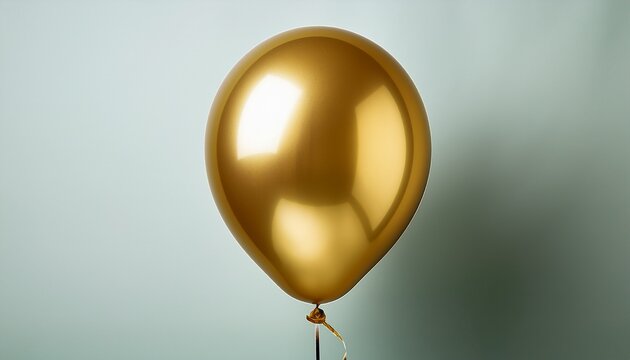 a single golden shiny inflated party balloon on an isolated background
