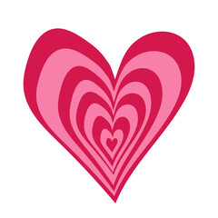 Funky heart. Optical illusion, groovy geometric distorted form. Hippie retro style, 60s and 70s vibe. Vector design isolated on white background