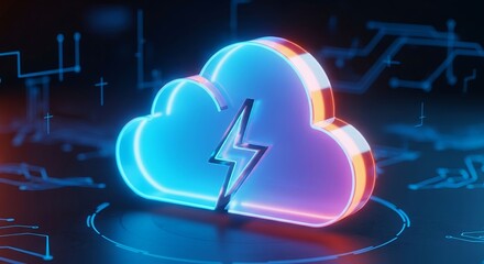 cloudflare neon cloud computing lightning bolt digital background