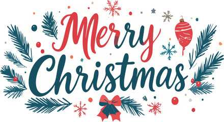 Merry christmas holiday greeting with festive elements