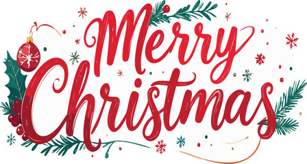 Merry christmas lettering decorated with festive holiday elements