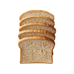 Slices of whole grain bread stacked neatly on a black background.