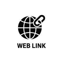 Global web link icon with text