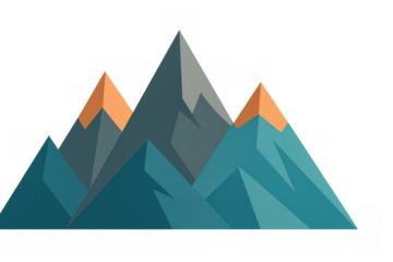 Geometric mountain range vector illustration with peaks and ridges, modern nature and landscape graphic on transparent background