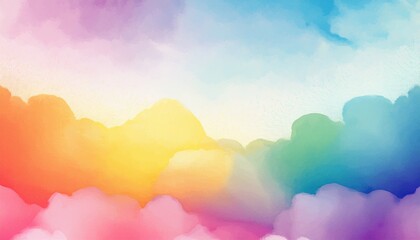watercolor color full background watercolor background with clouds rainbow color