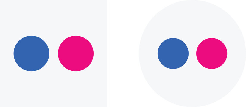 Flickr Logo Icon Set. Photography and Image Sharing Symbols. Photo Hosting and Visual Content Portfolio sign. Online Gallery and Digital Photography Icons collection