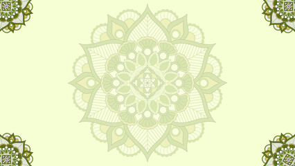 Calming green mandala design for meditation, yoga, and spa branding backgrounds or elegant invitations, offering a serene, balanced aesthetic