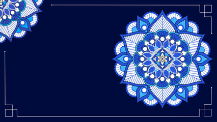 Stunning blue mandala design for meditation, spiritual retreats, and yoga studios seeking a calming...