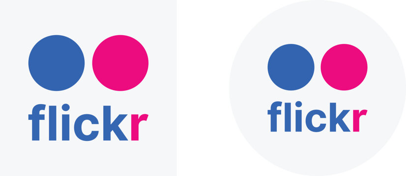 Flickr Logo Icon Set. Photography and Image Sharing Symbols. Photo Hosting and Visual Content Portfolio sign. Online Gallery and Digital Photography Icons collection