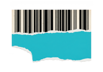 Torn piece of paper with barcode isolated on transparent background