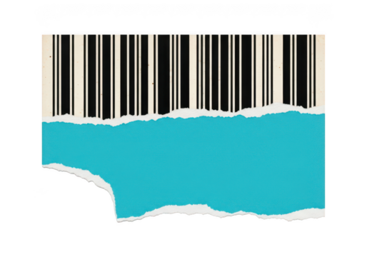 Torn piece of paper with barcode isolated on transparent background - Powered by Adobe
