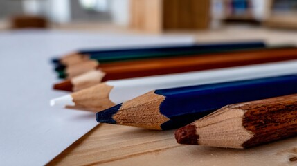 Colorful pencils poised for artistry, vibrant creativity kaleidoscope, World Art Day inspiration, tactile medium's beckoning allure