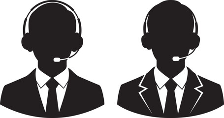 Two customer service representatives silhouette