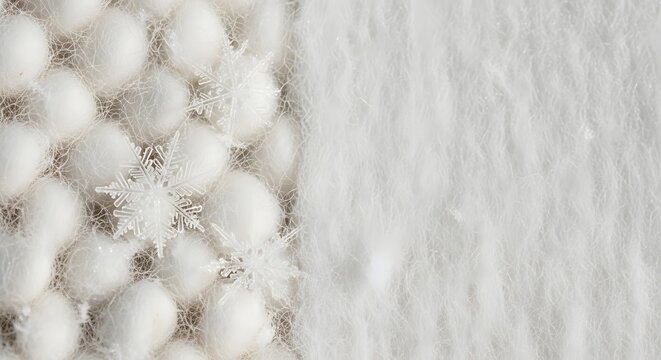 Close up of fluffy white cotton balls and soft snow texture.