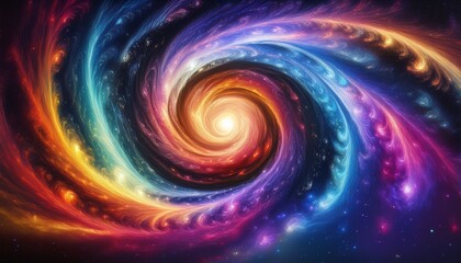 Obraz premium cosmic symphony an ethereal vortex of vibrant hues and cosmic dust swirls in a breathtaking display of interstellar beauty