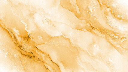 Golden yellow alcohol ink fluid art texture background, abstract design Vector, illustration